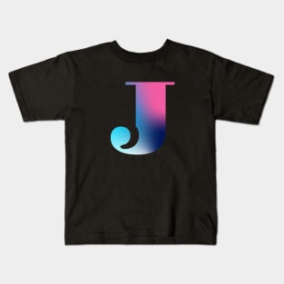 Capital Letter J Monogram Gradient Pink Blue White Kids T-Shirt